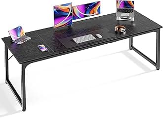 Huuger Computer Desk, 70 Inch Office Desk, Gaming Desk with Storage, Writing Desk Work Desk for Home Office, Study, Long Simple Desk, Large Legroom, Metal Frame, Black