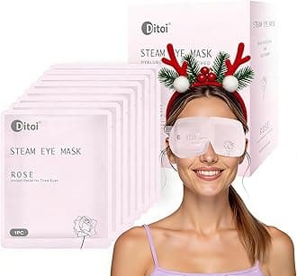 Ditoi Steam Eye Mask, Heated Eye Mask for Dry Eye Relief,Warm Compress with Hyaluronic Acid,Christmas Stocking Stuffers,Travel Essentials & Relaxation Gifts,Rose 10 Packs