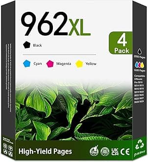 962XL Ink Cartridges Combo Pack High Yield Replacement for HP 962 XL Ink Cartridges OfficeJet Pro 9010 9014 9015 9018 9019 9020 9022 9025 9026 Printer (4-Pack, Black/Cyan/Magenta/Yellow)