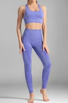 WodoWei Women 2 Piece Outfits Sports Bra Seamless Leggings Yoga Set Long Pants Gym Clothing