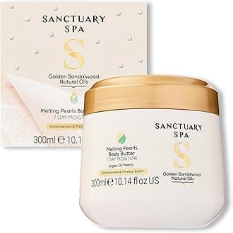 Sanctuary Spa Golden Sandalwood Melting Pearl Body Butter with Shea Butter & Argan Oil, No Mineral Oil, Cruelty Free & Vegan Body Moisturiser, 300g