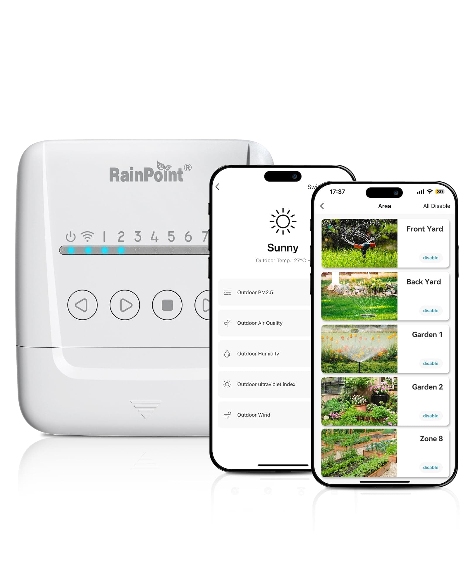 RAINPOINTRAINPOINT 8 Zone Sprinkler Controllers, Smart Weather Irrigation Controller