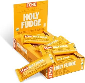 TCHO Holy Fudge 75% Dark Chocolate Bars (18 pack) | 100% Plant-Based, Organic Dark Chocolate | Vegan, Soy-Free, Gluten-Free, Individually Wrapped Bars | Rich Fudgy Indulgence in Every Bite (0.70oz each)