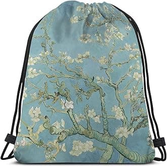 Apricot Blossom Drawstring Bags Backpack Bag Blooming Flowers Spring Branch Romantic Style Elegant Painting Sport Gym Sack Drawstring Bag String Bag Yoga Bag for Men Women