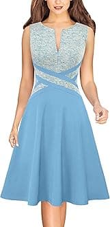 VFSHOW Womens Elegant Front Zipper Slim Work Business Office Party Cocktail Skater A-Line Dress