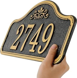Personalized Address Plaque Sign Cast Metal - Custom House Number Plaque Sign,House Address Numbers for House Address Outside,Store,Yard,Garage,Apartment,Thick Rust-Free,Fade Resistant,Any Font (13''