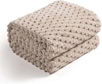 Excervent Flannel Fleece Throw Blanket (40x50 inches), Hexagon Jacquard Decorative Fuzzy Warm Blankets for Kids, Super Soft Cozy, Suitable for All Seasons, Camel