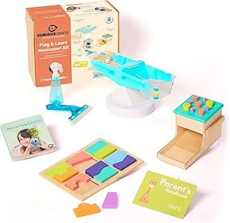 Wooden Montessori Toys Box for Toddlers | 5 in 1 Learning Educational Toys – Balance Scale, Cleaning Set, Tumble Down Pegs & More | Developmental Toy Set & Gift for 2.5+ Years