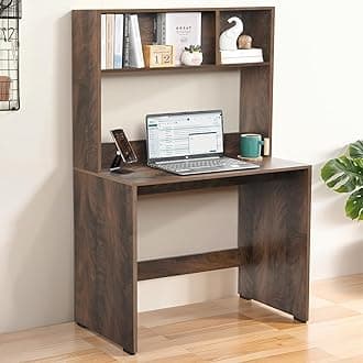 ABOUT SPACE Study Table with Hutch - Computer Table with Storage for PC, Laptop & Writing, Gaming, Drawing DIY Engineered Wood Office Desk for Home (Walnut - L 80 x B 45 x H 150 cm)