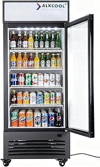 Commercial Beverage Refrigerator Display Fridge,Single Glass Door Merchandiser Drink Cooler with LED Light Adjustable Shelves,ETL and NSF Approval,16.5Cu Ft,68.9''High