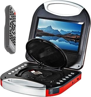 Sponsored Ad - Magnavox MTFT750-RD Portable 7 inch TFT DVD/CD Player with Remote Control and Car Adapter in Red | Rechargeable Battery | Headphone Jack | Built-in Speakers |