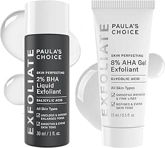SKIN PERFECTING 8% AHA Gel Exfoliant & 2% BHA Liquid Travel Duo, Facial Exfoliants for Blackheads & Wrinkles, Face Exfoliators w/Glycolic Acid Salicylic Acid Travel Size