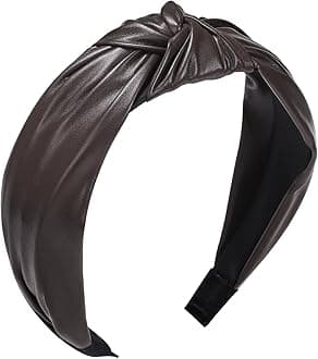 Etercycle Headband for Women, Knotted Wide Headband, Yoga Hair Band Fashion Elastic Hair Accessories for Women (PU Coffee)