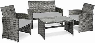 3 Pieces Replacement Cushions Set For Rattan Chairs Sofa Patio Garden Outdoor Furniture Water Resistant Patio Padding Lightweight and Durable (Grey)