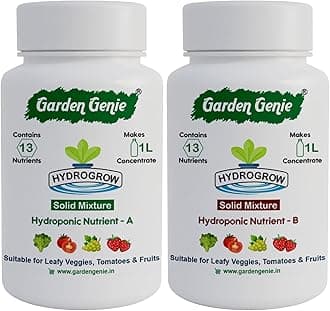 Garden Genie Hydroponic Nutrients A & B 450g | Solid Mixture for Vertical Farming, Fruits, Vegetables, Tomatoes & Flowers - Makes 2 Litre Concentrate & 200 Litre Solution