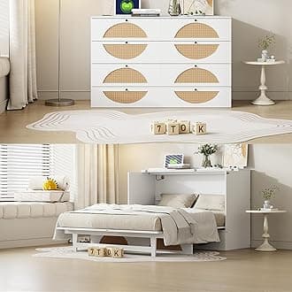 Harper & Bright DesignsQueen Size Murphy Bed with USB Ports and Drawer,Wood Cabinet Bed with Charging Station, Queen Chest Bed with Storage,Folding Wall Bed for Bedroom Guest Room, White