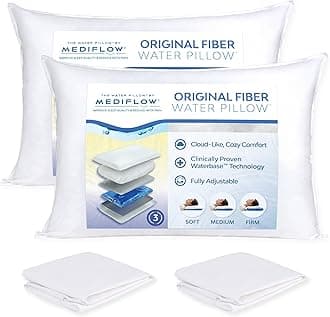 Fiber: The First & Original Water Pillow, clinically Proven to Reduce Neck Pain & Improve Sleep. Therapeutic, Ideal for People Looking for Proper Neck Support