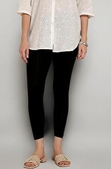 Viscose Elastane Stretch Leggings for Women | Mid Rise Skinny Fit, High Ankle & 7/8 Cropped Length Active Legging