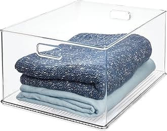 Recycled Plastic Stackable Storage Bin with Handles - Clear