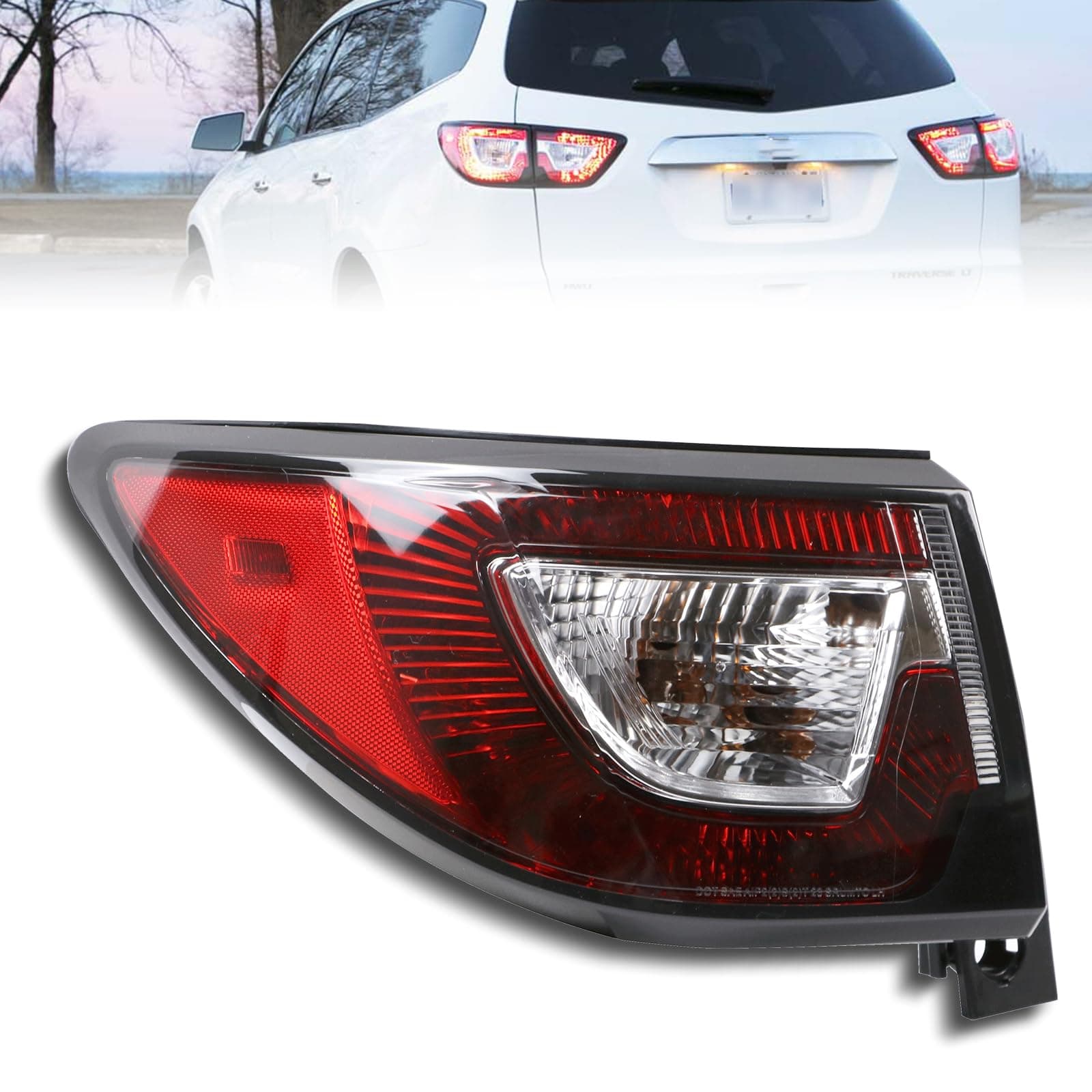 Tail Lights Outer Left Driver Side Taillight Compatible with Chevrolet Traverse 2013-2017 Rear Halogen Tail Lamp Replace: 84266019 23301756 GM2804112