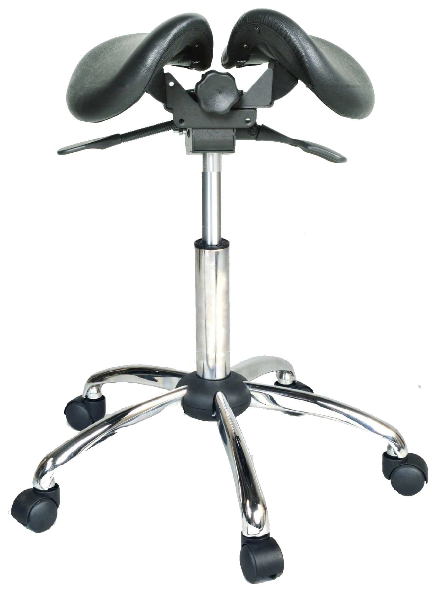 Twin Adjustable Saddle Stool, Leather (Short)