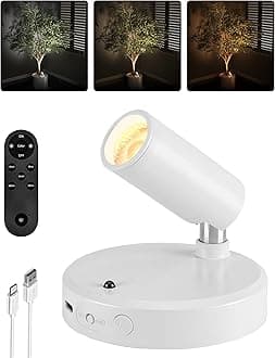 Battery Powered LED Spotlight Indoor, Wireless Picture Lights with Remote, 5500mAh Rechargeable Mini Display Light, Uplighting Indoor for Artwork, Tree, Painting, Portrait (white-1Pack)
