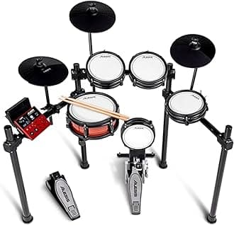 Alesis Nitro Pro Electric Drum Kit with Dual-Zone Quiet Mesh Pads, 500+ Authentic BFD Sounds, Bluetooth, Drumeo, USB MIDI, Double Kick Compatible