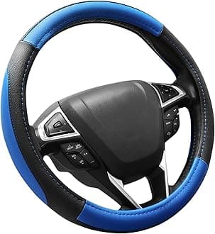 SEG Direct Microfiber Leather Steering Wheel Cover, For Outer Diameters of Approximately 14.6 inches (37 cm) to 15.4 inches (39 cm)
