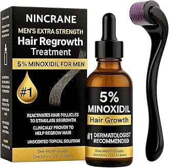 Minoxidil for Men 5% – Hair Regrowth & Beard Growth Kit – Extra Strength Hair Loss Treatment – Topical Minoxidil for Facial Hair & Scalp – 60ml