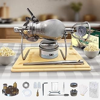 520ML Chinese Popcorn Maker, Chinese Popcorn Cannon Machine, High Pressure Popcorn Popper, Stainless Steel Hand Popcorn Machine for Family Gathering Party Fun with 2 Bags