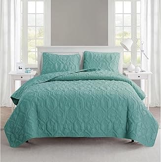 VCNY Home - Queen Quilt, Super Soft Reversible Bedding Set with Matching Shams, Modern Room Decor (Shore Blue, 3-Piece)