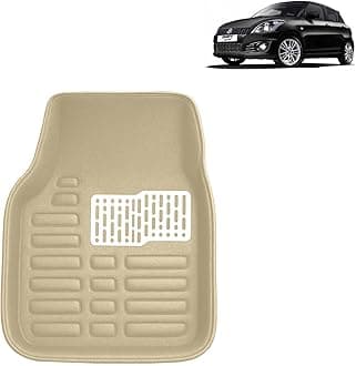 Kingsway Accessories Premium 4D Car Floor Mats Only Compatible with Maruti Suzuki Swift Year 2011 to 2017 All Model, Set of 3 Pcs, 100% Waterproof Tray Shape PVC 4D Car Foot Mats, Beige