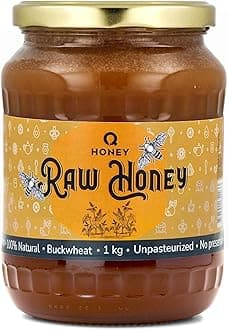 Pure Raw Buckwheat Honey 100% Natural - Unfiltered and Unheated, 1 kg, Directly from the Hive, Perfect for Cooking and Marinades with a Strong Earthy Aroma and Flavor