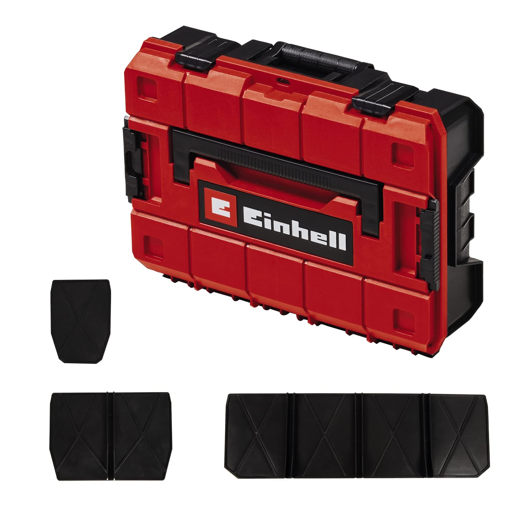 Einhell E-Case S-F System Case for Universal Storage of Tools 44 x 32 x 13 cm External Dimensions Maximum Load 25 kg Splashproof Stackable Includes 9 Plastic Compartments