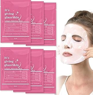 6pcs Glass Skin Face Mask With Collagen, Deep Hydration Collagen Face Mask, Anti Wrinkle Skincare, Korean Glass Skin, Overnight Hydrating For Face Care