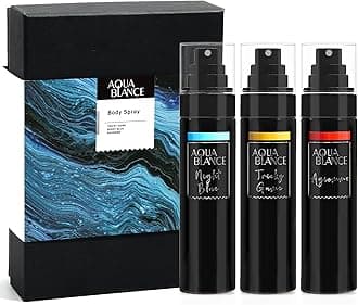 - AQUA BLANCE Body Spray For Men, Mens Body Spray, Deodorant For Men Refreshing Fragrance Mist, Pack of 3, Each 3.4 Fl Oz, Tricky Game, Blue, Agiomme