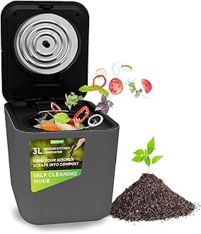 Nutrichef 3L Electric Kitchen Composter - Compost’s Organic Material & Food Scraps | Countertop Automatic Compost Bin | Dry, Crush, & Cooling Functions | Perfect for Kitchens & Apartments | Grey