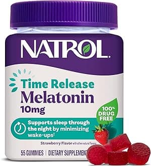 - 10 mg Melatonin Gummies, Time Release Sleep Gummies for Adults, Minimize Wake Ups, Strawberry-Flavored, 55 Count, 55 Day Supply