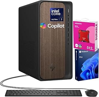 HP OmniDesk M03 Premium 2025 Pro Business Desktop PC, Intel Core Ultra 7 265, RTX 4060, 64GB DDR5 RAM, 2TB SSD, Wi-Fi 6, Wired KB & M, Next Gen AI Performance, Bundle with ADATA 512GB External SSD