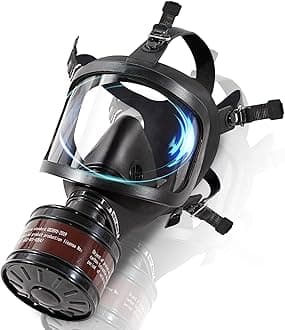 HANUU Gas Masks Survival Nuclear and Chemical, Gas Mask Military Tactical Respirator, Full Face Respirator Mask with 40mm Activated Carbon Filter for Dust, Vapors, Chemicals