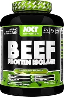 NXT Nutrition Beef Protein Isolate Powder - Protein Powder High in Natural Amino Acids - Paleo, Keto Friendly - Dairy and Gluten Free - Muscle Recovery | 1.8kg (Apple)