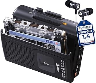 KLIM K8 Audio Cassette Player - Cassette Recorder - New Player - AM/FM Radio - Built-in Microphone and Speaker - Headphone and Earphone Jack - Black