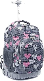 Kids Rolling Backpack 18 inch Boys and Girls Laptop Backpack, Falling Love, large, Laptop