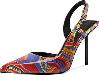 YODEKS Women's Slingback Heels Pointed Toe D'Orsay High Heel Pumps 4 Inch Shoes US Size 5-13