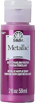 FolkArt Metallic Acrylic Craft Paint, Sparkling Fuschia 2 fl oz Premium Metallic Finish Paint, Perfect For Easy To Apply DIY Arts And Crafts, 36272
