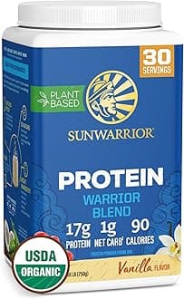 Sunwarrior Warrior Blend, Organic Vegan Protein Powder with BCAAs and Pea Protein (Vanilla, 30 Servings)