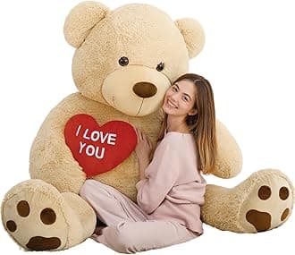 - MaoGoLan Giant Teddy Bear 52" Stuffed Animal - I Love You Red Heart Big Teddy Bear Plush for Valentines Gift,Anniversary,Long Distance