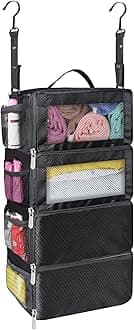 esoulerSuitcase Organizer,Travel Packing Organizers Portable Hanging Travel Shelves Collapsible luggage organizers for suitcase Black army green