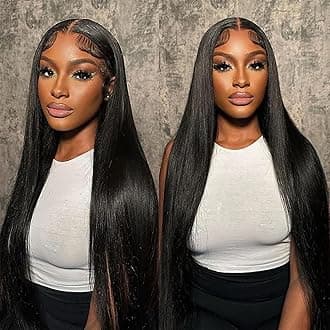 5x5 HD Lace Closure Wigs Human Hair Glueless Straight HD Lace Front Wigs Human Hair Pre Plucked 180 Density Human Hair Wigs with Elastic Band Realistic Looking Black Color (26 Inch)