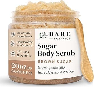 Coconut Vanilla Body Scrub 24oz | Made in USA | All Natural Brown Sugar Exfoliator w/Skin Loving Moisturizers | Vegan & Cruelty Free | Gift Ready Packaging w/a Cute Wooden Spoon
